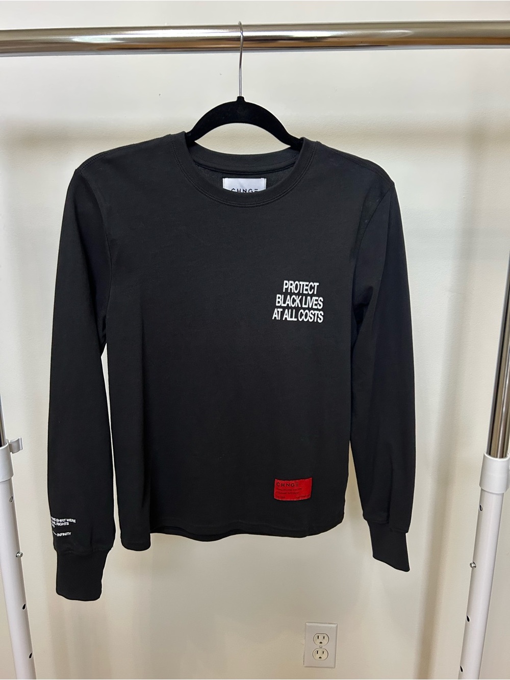 CHNGE Black Long Sleeve Tee with Red Logo Patch